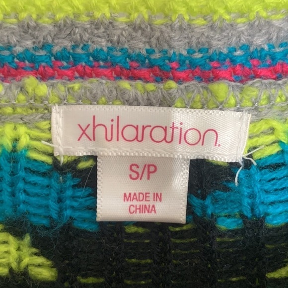 Xhilaration small long sleeve crop southwestern neon multicolor acrylic top - Picture 3 of 8